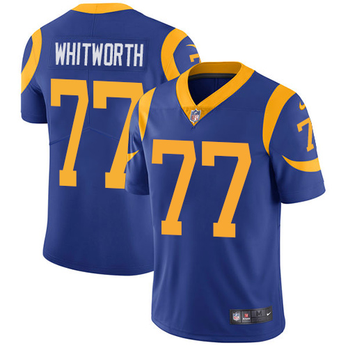 Nike Rams #77 Andrew Whitworth Royal Blue Alternate Men's Stitched NFL Vapor Untouchable Limited Jersey - Click Image to Close